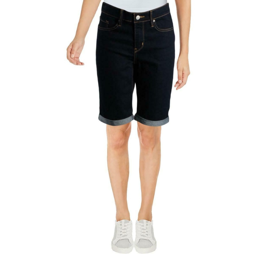 LEVI'S DARK WASH MID-RISE BERMUDA DENIM SHORTS 27